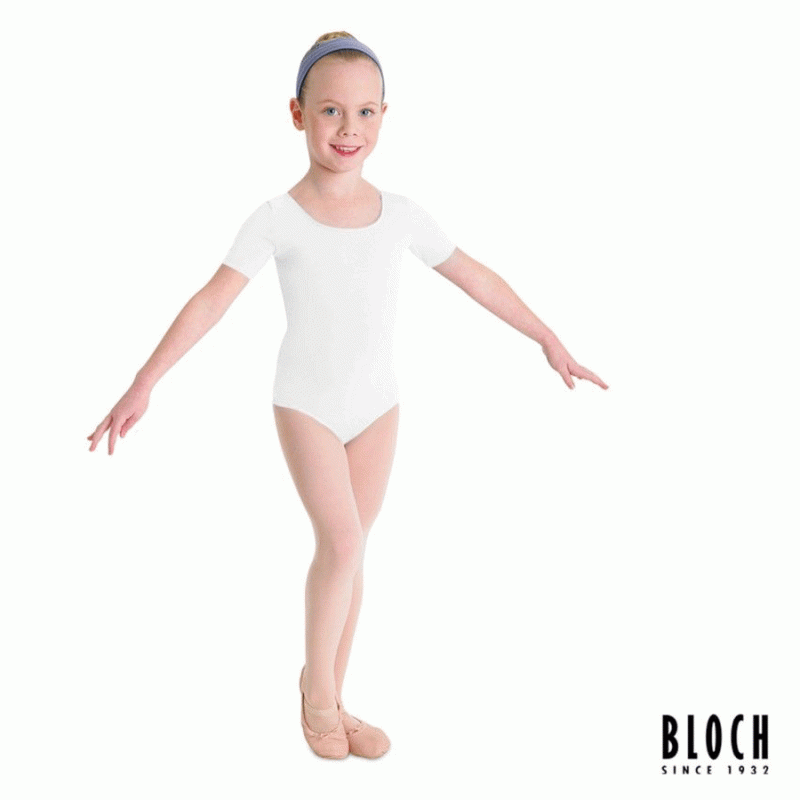bloch-short-sleeve-leotard-for-children-cl5402-white